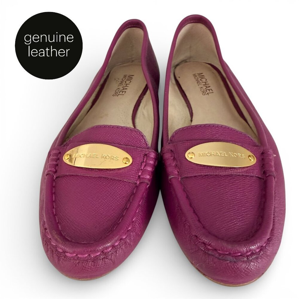 MICHAEL MICHAEL KORS Purple Leather Loafers Ballet Flats Classic size 7m
